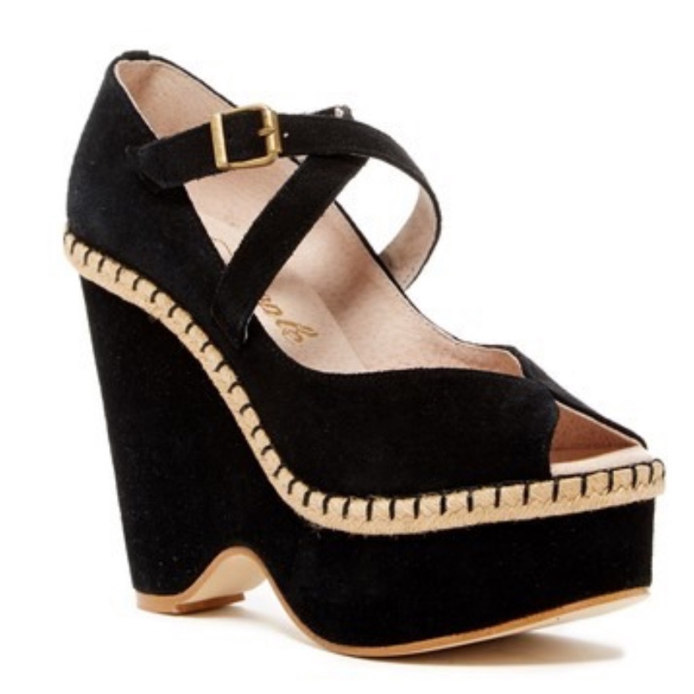 - Free People Terrace platform Sandal Wedge 36 Black - Picture 2 of 8